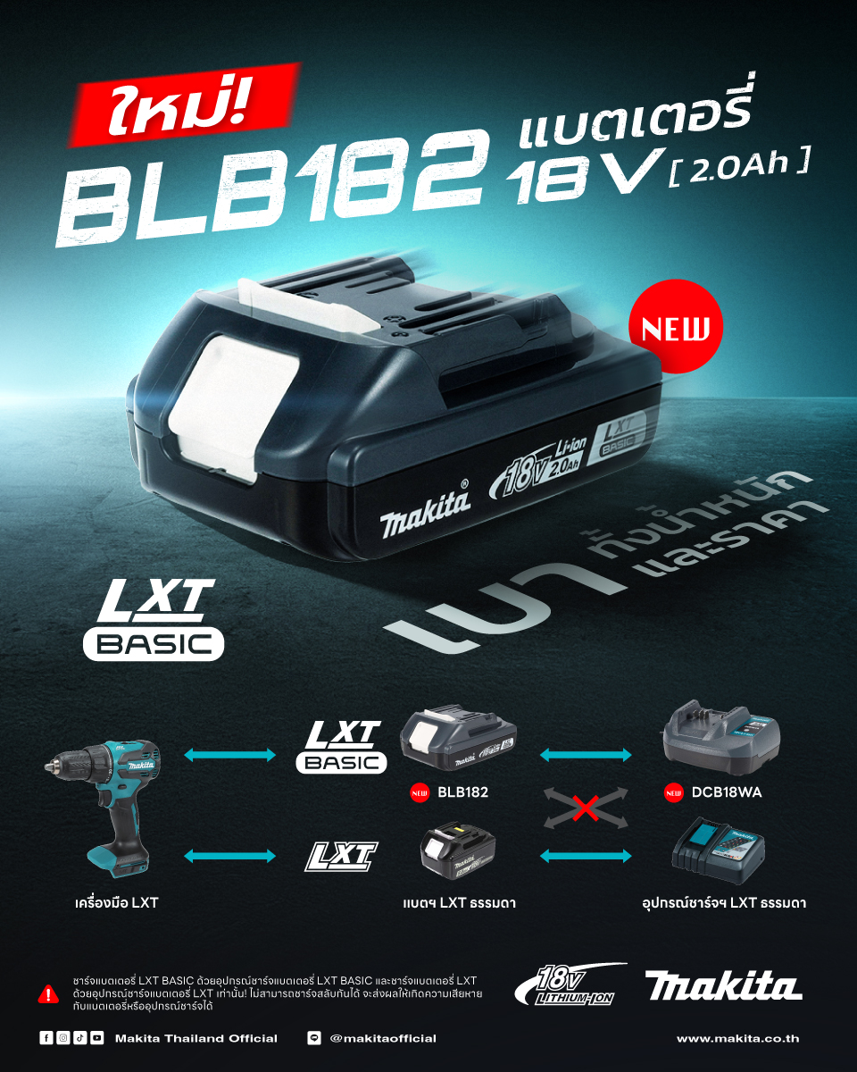 BLB182 แบตเตอรี่ 18V รุ่นใหม่จาก MAKITA 